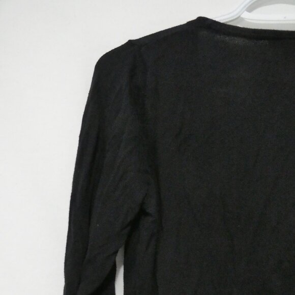 JACOB | medium | Lightweight Black Long Sleeve V-Neck Button-Up Cardigan - Picture 9 of 14